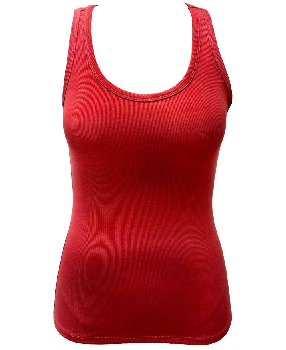 NEW JENNI BY JENNIFER MOORE women's solid ribbed tank top in true red